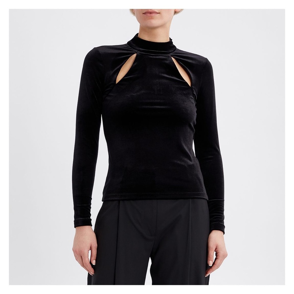 Reiss Black Maddie Cutout Top in Black Velour